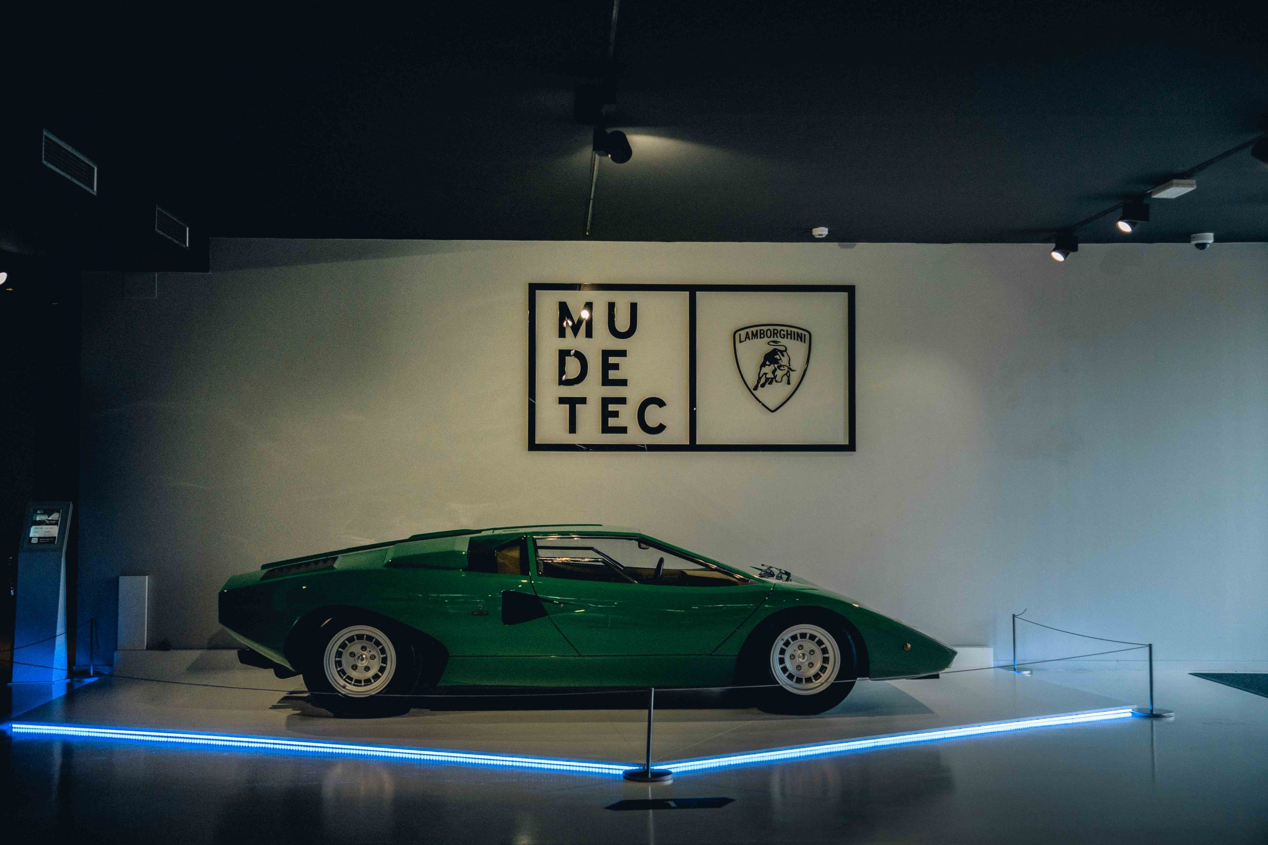 Green Lamborghini in the Lamborghini Museum