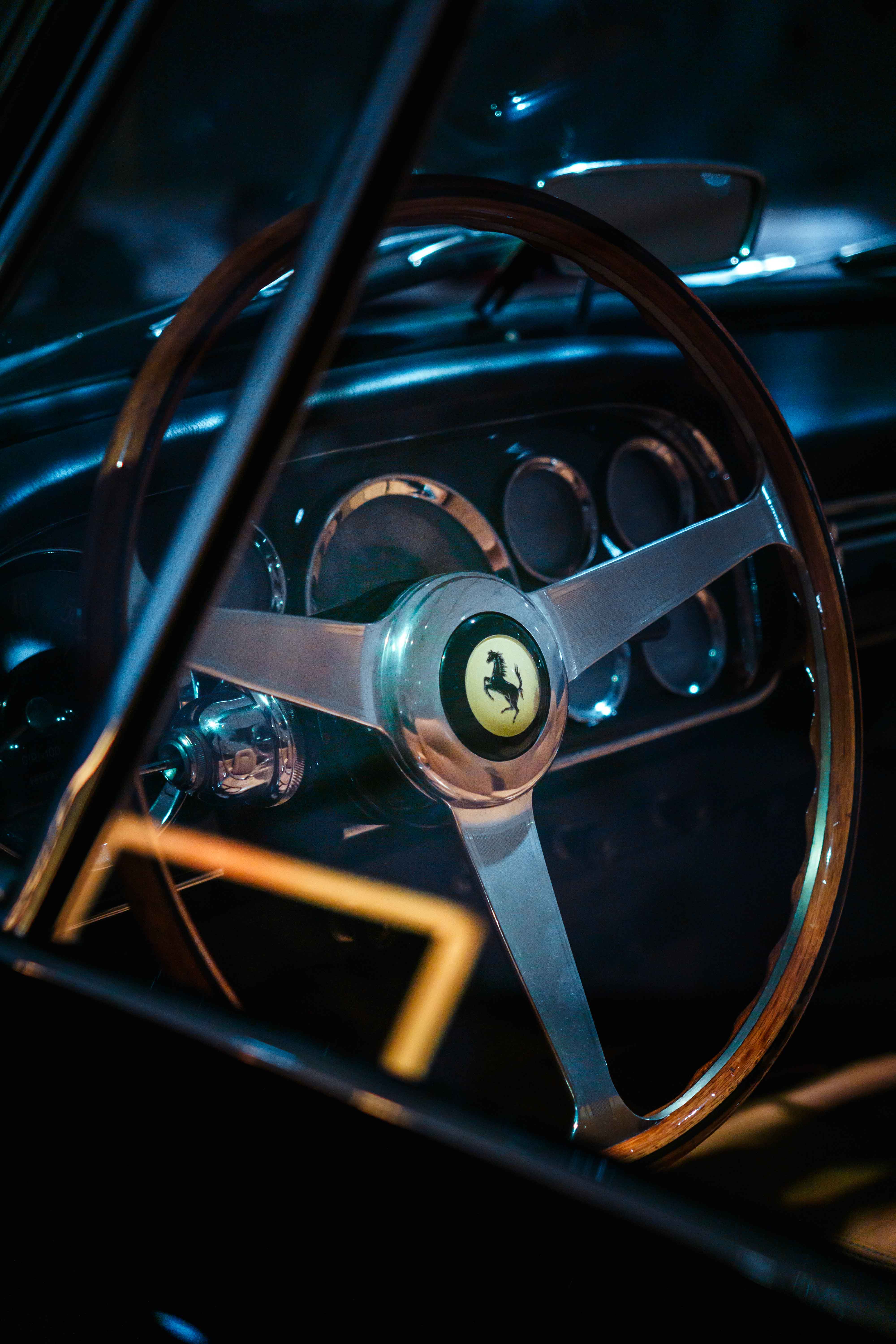 Steering wheel photo of old Ferrari